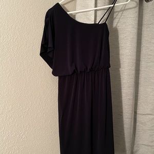 Navy one shoulder short dress